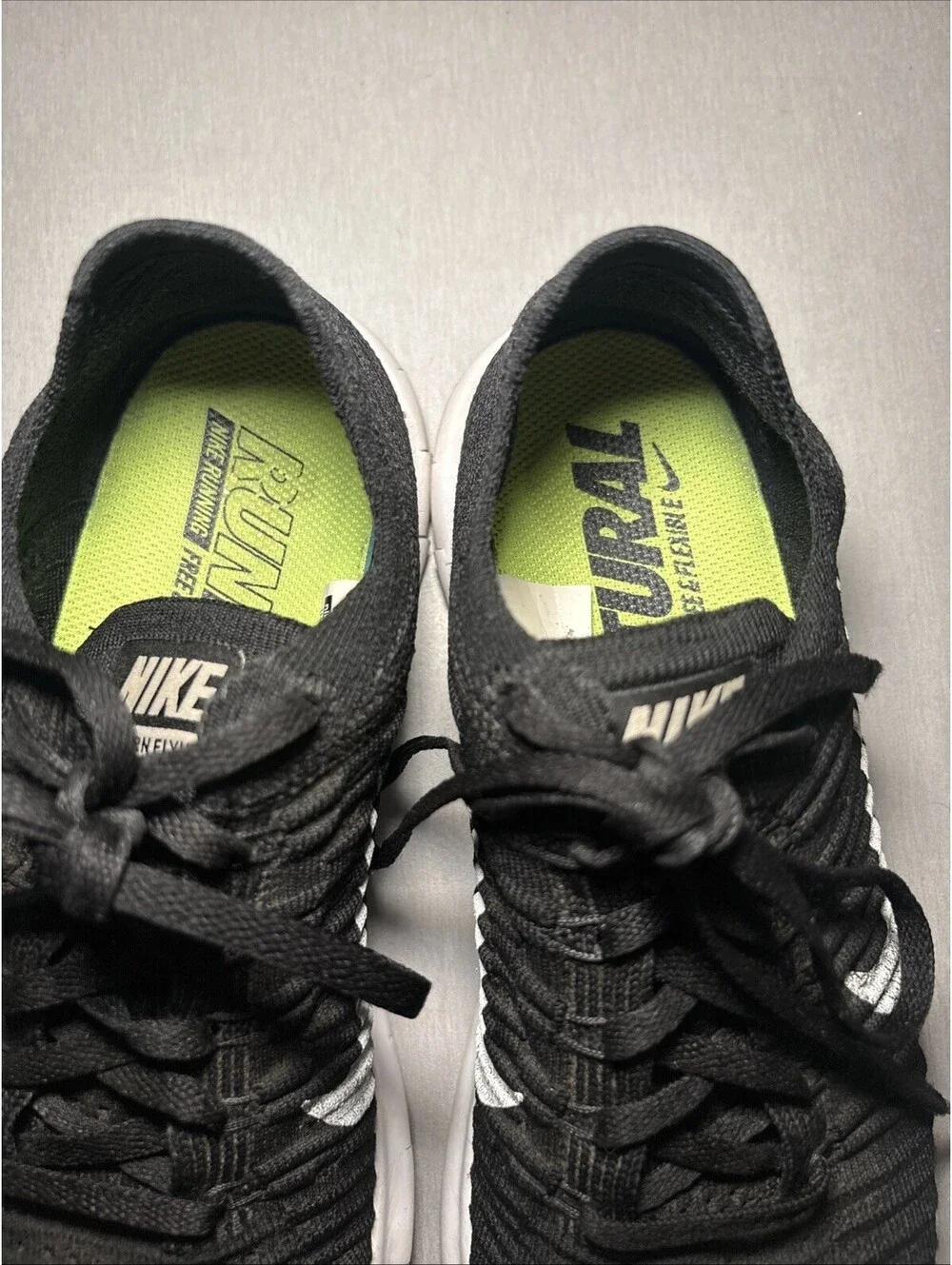 Nike Free RN Flyknit Running Shoes Mens Sz 9 Black/White Sneakers 831069-001